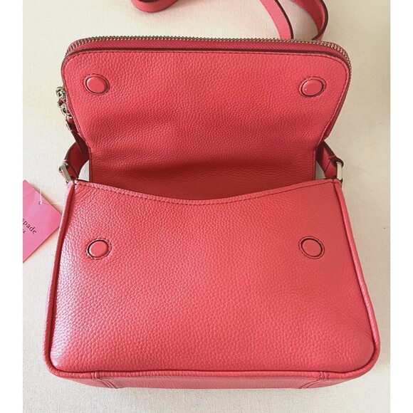 New Kate Spade Run Around Large Flap Crossbody Pebble Leather Peach Melba - Picture 5 of 8